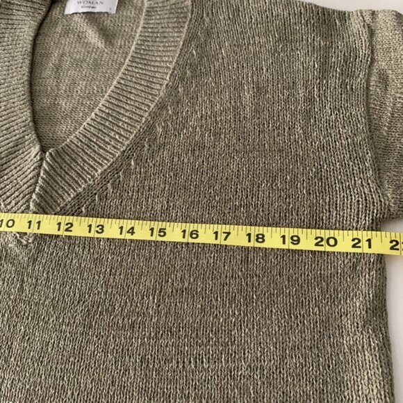 El Corte Ingles relaxed v-neck khaki/green chenille knitted sweater size small - Picture 6 of 7